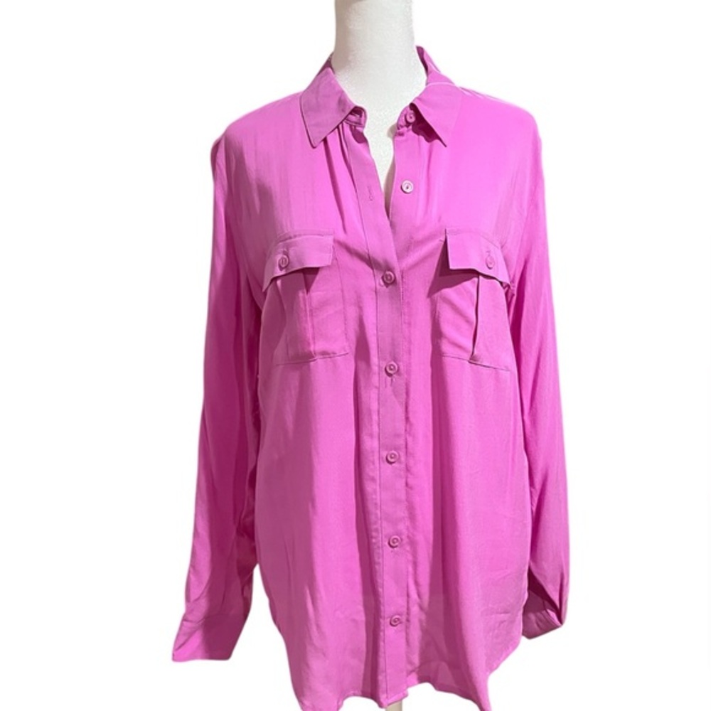 ANA Women's Cool Pink Button-Up Shirt Medium Long Sleeve converts 3/4 sleeve